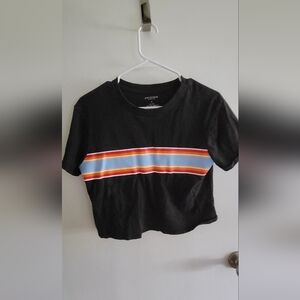 Arizona Black Crop Top with Rainbow Stripe Size Small